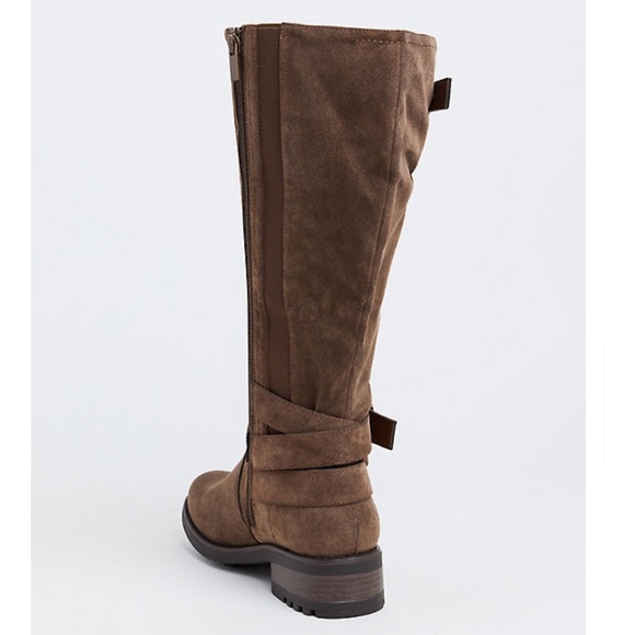 TORRID BOOTS NWT BROWN OILED FAUX LEATHER KNEE-HIGH BOOTS - Picture 4 of 15